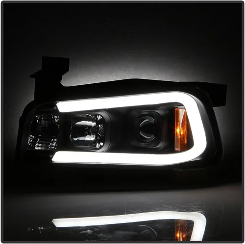 Miniatura 8 de ACANII - Para Dodge Charger NEGRO 2006-2010 Nuevos faros delanteros LED estilo tubo con proyector, lado del conductor y del pasajero