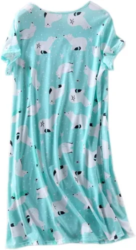 Miniatura 2 de ENJOYNIGHT - Camisones de algodón para mujer, tallas extragrandes, camisa de dormir de manga corta con estampado