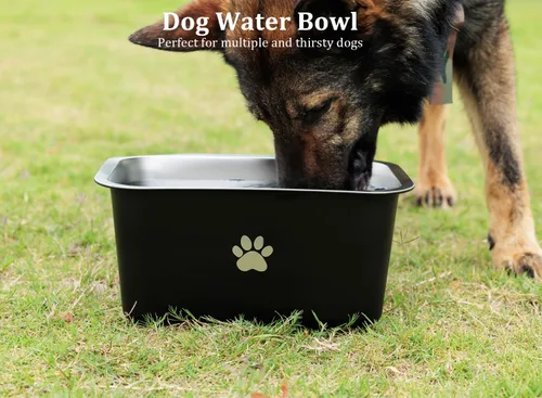 Miniatura 5 de Cuencos de agua antideslizantes de acero inoxidable para perros grandes, de 2.5 galones, 40 tazas, cuencos de metal para perros de raza extragrande