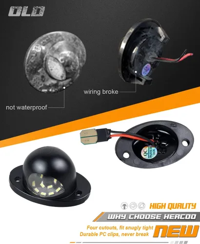 Miniatura 3 de HERCOO Luz LED para Placa de Matrícula, Lámpara de Etiqueta, Luces Traseras, Enchufe Pigtail, Conjunto de Enchufes de Arnés de Cables Compatible
