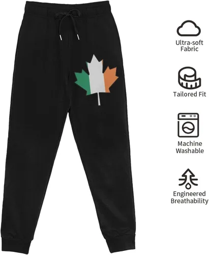 Miniatura 7 de Irish Flag Canada Maple Leaf Men's Casual Yoga Sweatpants Workout Athletic Elastic Waist Pants Outdoor Jogger Pants Black