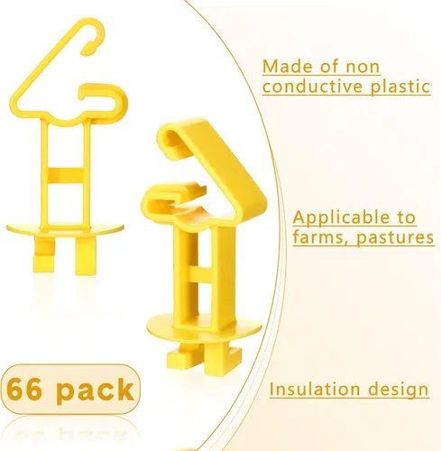 Miniatura 7 de Geiserailie 66 unidades aislantes eléctricos de poste en T, extensor de aislador de madera, cable eléctrico estándar, ajuste cómodo, clip de poste