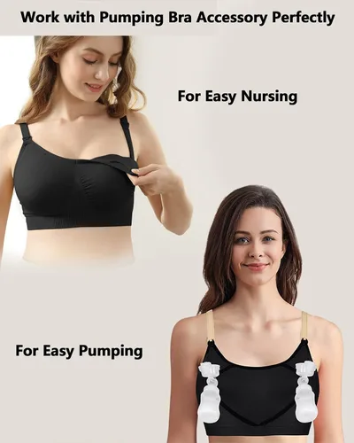 Miniatura 10 de iloveSIA Nursing Bras for Mom Breastfeeding, Seamless Supportive Sleep Bra for Maternity Postpartum S-2XL 3Pack