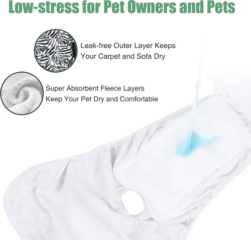 Miniatura 5 de wegreeco Pañales lavables para perras (paquete de 3), pañales altamente absorbentes para perras, pañales para perras en celo, período, incontinencia