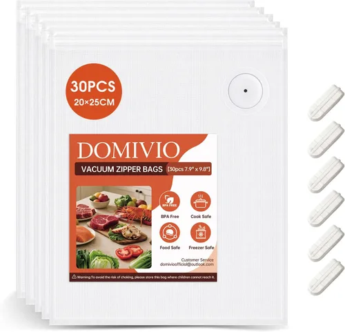 Miniatura 11 de Bolsas selladoras al vacío con doble cremallera, bolsas reutilizables sin BPA, bolsas de almacenamiento de alimentos para preparación de comidas