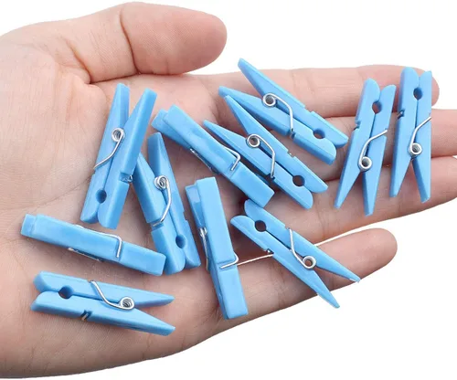 Miniatura 6 de Jdesun 50 clips para fotos, mini clip de plástico para papel, pinzas para la ropa, oficina, hogar, arte (azul)