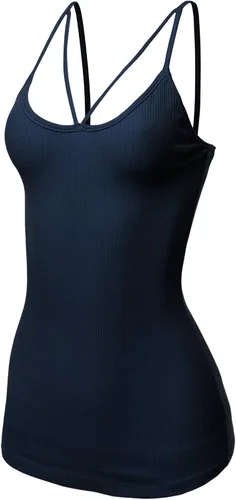 Miniatura 3 de Made by Emma Camiseta sin mangas con tirantes delgados para mujer, con base de algodón sólido