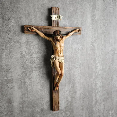 Miniatura 4 de Crucifijo Católico de Pared BC, Decoración Inspiracional del Hogar de Jesucristo, Regalo Religioso Devoto, 10"H, Escultura Renacentista Hecha a Mano