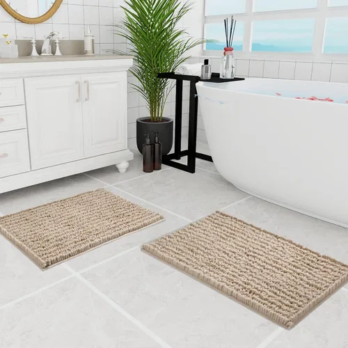 Miniatura 289 de Walensee Alfombra de baño antideslizante (24x17 pulgadas, rosa polvoriento) absorbente de agua, súper suave, lanuda de felpilla, lavable a máquina
