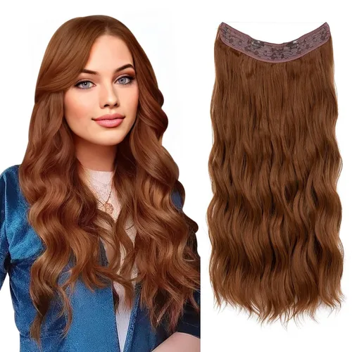 Miniatura 10 de SARLA Extensión de Cabello con Alambre Invisible con 3 Clips Pieza de Cabello Sintética Corta de Ondas de Playa Diadema Transparente Ajustable