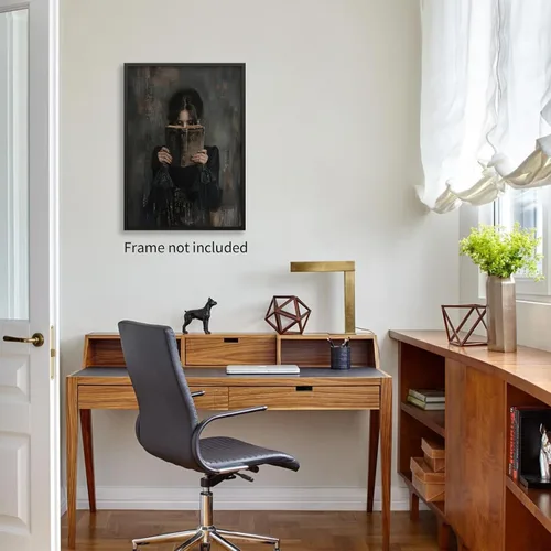 Miniatura 5 de Haitunone Arte de Pared de Lectura Femenina Victoriana Academia Oscura Libros Melancólicos Póster Pintura al Óleo Antigua Impresiones en Lienzo