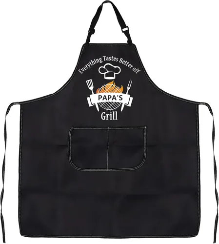 Miniatura 6 de VAMSII Delantal de parrilla de Papa Everything Tastes Better Off Papa's Grill Delantal divertido regalo para amantes de la parrilla, delantal de chef