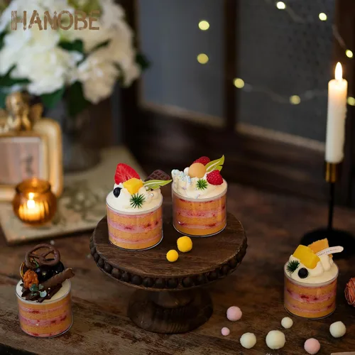 Miniatura 8 de Hanobe Soporte para Tartas de Madera Pequeño: Soporte de Pedestal para Cupcakes de 8 Pulgadas, Elevador de Exhibición de Postres Rústico Envejecido