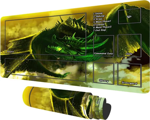 Miniatura 8 de TCG - Tapete de juego con zonas de 23.6 x 13.7 pulgadas, juego de mesa Dragon MTG, juego de cartas coleccionables para TCG MTG Playmat diseños