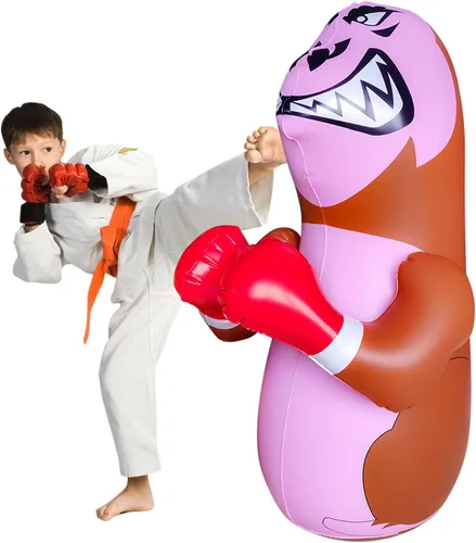 Miniatura 9 de 48 in Punching Bag for Kids, Free Standing Inflatable Dummy, Inflatable Punching Bag, De-Stress Boxing Bag for Kid Orangután-BDW-Verde