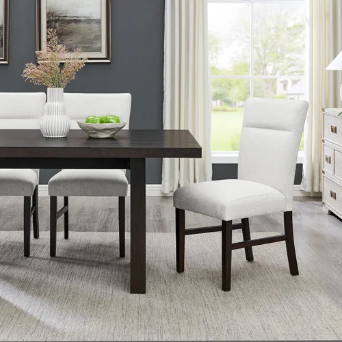 Miniatura 4 de Roundhill Furniture Madison - Juego de 2 sillas de comedor tapizadas contemporáneas, color gris