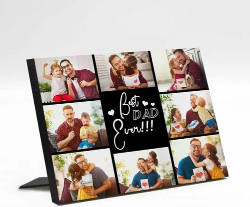 Miniatura 14 de InterestPrint Panel de fotos personalizado para papá y nombre para exhibición de mesa, mejor papá estrella, 6 fotos, marco de fotos personalizado
