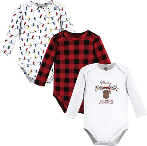 Miniatura 123 de Hudson Baby Body unisex de algodón de manga larga para bebé, leopardo rosa rojo