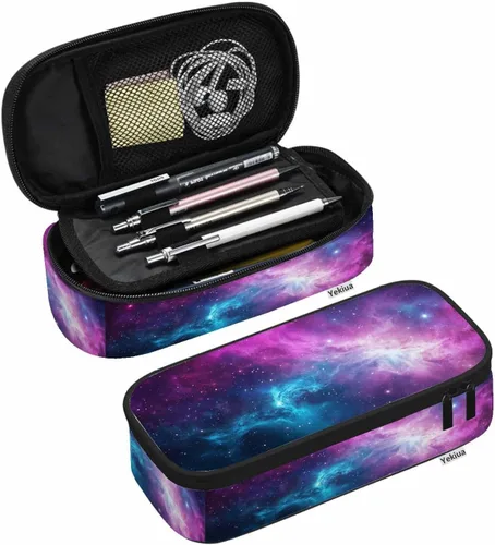 Miniatura 10 de Yekiua Estuche para lápices con notas musicales, estuche de gran capacidad para partituras musicales, estuche de lápices para oficina, universidad