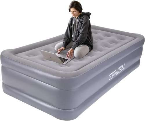 Miniatura 11 de UPWELL Colchón de aire inflable de tamaño individual con bomba incorporada Cama hinchable de confort Fácil y rápido de montar Soporte fuerte Dura