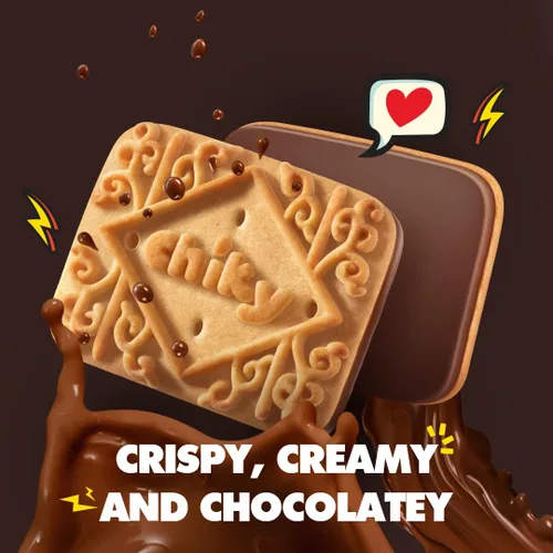 Miniatura 4 de Chiky Galletas de Chocolate Fudge, crujientes y dulces, centro de crema suave, textura crujiente que se derrite en cada bocado, 16.9 onzas, 1 caja