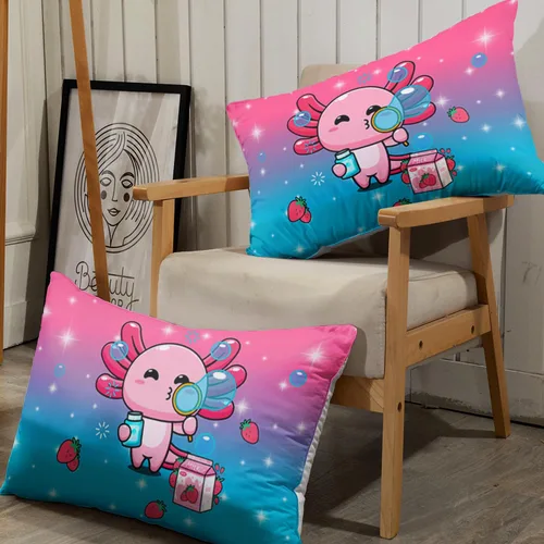 Miniatura 6 de AILONEN Axolotl - Juego de sábanas bajeras para niños, tamaño individual XL, color rosa y azul degradado kawaii, lindas sábanas de fresa salamandra