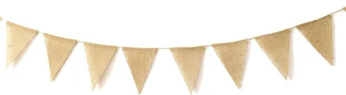 Miniatura 4 de LWR CRAFTS Banderines de arpillera triangular, 13 piezas, 10 pies