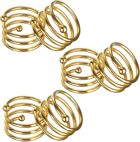 Miniatura 10 de Servilleteros de metal en espiral, redondos, hebillas, servilleteros para cenas, fiestas de vacaciones, reuniones familiares, cenas, decoraciones