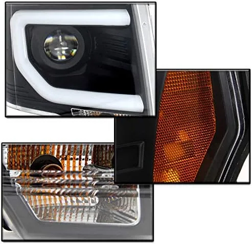 Miniatura 3 de Lámparas Zmautoparts para faro delantero de proyección con barra DRL, color negro, 2 unidades, Carcasa negra con lente transparente