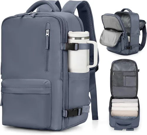 Miniatura 37 de VGCUB - Mochila grande para viaje, trabajo, negocios, mochila para laptop aprobada como equipaje de mano para vuelos, unisex, Negro -, Grande, Large