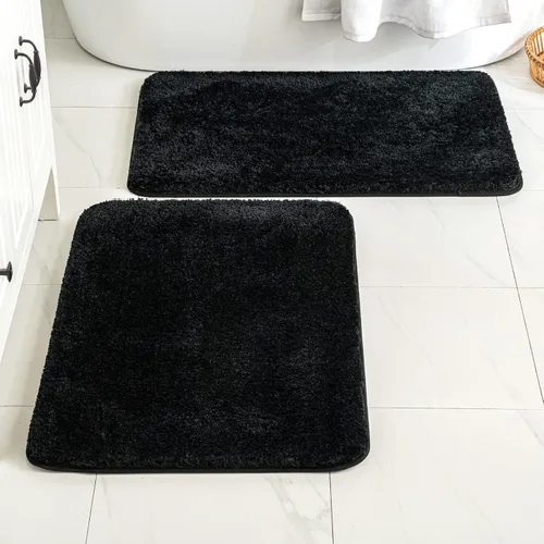 Miniatura 56 de MIULEE Juego de 2 alfombras de baño antideslizantes peludas extra gruesas y suaves, alfombrillas de baño de microfibra suave absorbente de agua