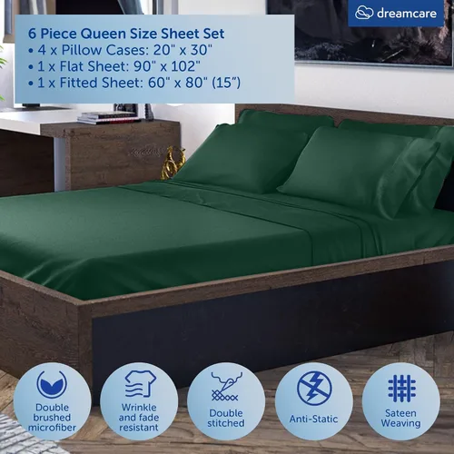 Miniatura 121 de DREAMCARE Juego de sábanas Queen – 6 piezas Sábanas de enfriamiento – hasta 15” Sábanas profundas tamaño Queen – Colección 2500 Supreme – Extra 03