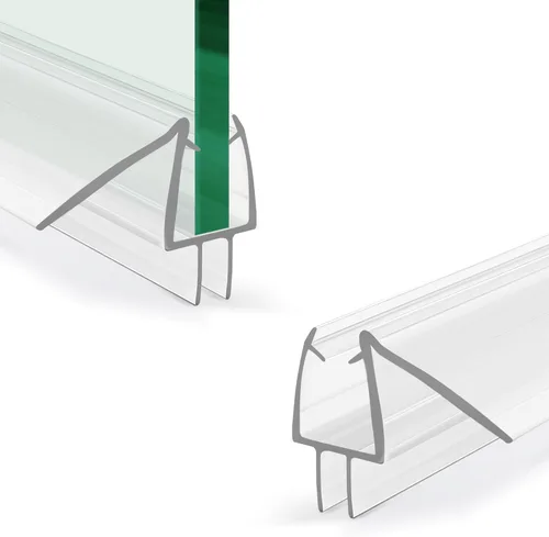 Miniatura 6 de Sello inferior de puerta de ducha con barrido, paquete de 2, tiras transparentes de PVC de 39 pulgadas de longitud para puerta de vidrio sin marco