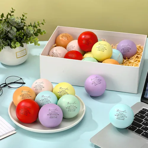 Miniatura 6 de Leitee 21 bolas motivacionales para el estrés, regalo de salud mental, bolas inspiradoras para aliviar el estrés con citas de aliento para terapia