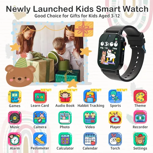 Miniatura 2 de Reloj Inteligente para Niños de 32 Juegos para Niños de 5 a 12 Años, Reloj Inteligente para Niños con Pantalla Táctil HD, Cámara de Video