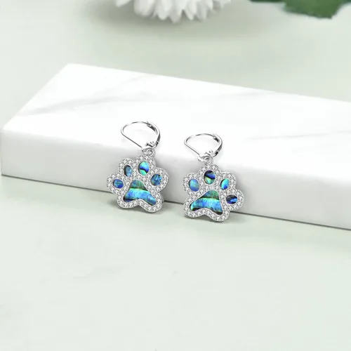 Miniatura 2 de Aretes colgantes de plata de ley con diseño de pata de perro, diseño de pata de cachorro, para mujeres y niñas