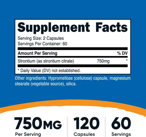 Miniatura 2 de Nutricost Cápsulas de estroncio 750 mg, 120 cápsulas - Vegetariano, Sin OGM, Sin Gluten