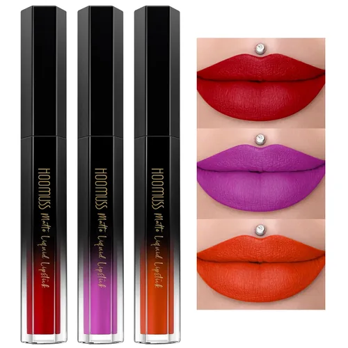 Miniatura 22 de Lápiz labial rojo de larga duración, pintalabios líquido mate para mujeres sin transferencia, a prueba de manchas, suave y fácil de aplicar
