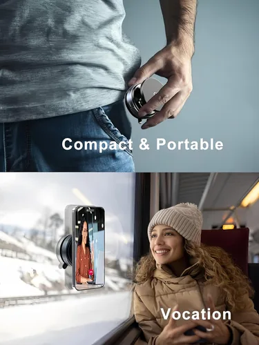 Miniatura 9 de Soporte magnético de teléfono con succión al vacío, soporte magnético para teléfono para iPhone 16 MagSafe, ideal para pantalla de automóvil, Negro