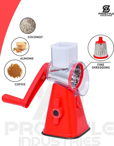 Miniatura 5 de Rallador de queso giratorio de alta calidad, rallado sin esfuerzo para queso perfectamente rallado cada vez (rojo)