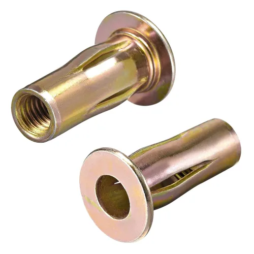 Miniatura 7 de uxcell Tuerca de remache de agarre múltiple, vástago preabombado M5 de acero al carbono chapado en zinc, tuerca de inserción roscada de cabeza