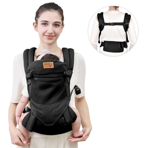 Miniatura 8 de Portabebés para recién nacidos hasta niños pequeños, ergonómico, seguro, suave, transpirable, portabebés para bebés con soporte ajustable