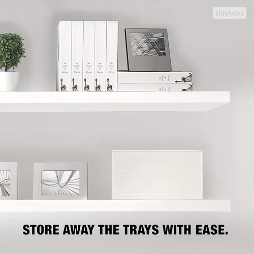 Miniatura 7 de Tidyboss 8 bandejas de clasificación de rompecabezas con tapa de 8 x 8 pulgadas, accesorios portátiles para rompecabezas con fondo blanco que hacen