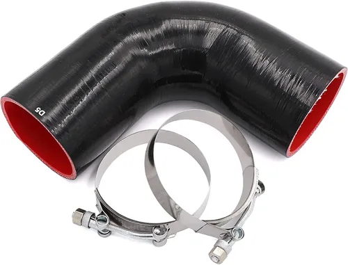 Miniatura 15 de Acoplador de codo de 90 grados de 4 capas de manguera de silicona de 2 pulgadas (51 mm) con abrazaderas de perno en T para tubo de intercooler