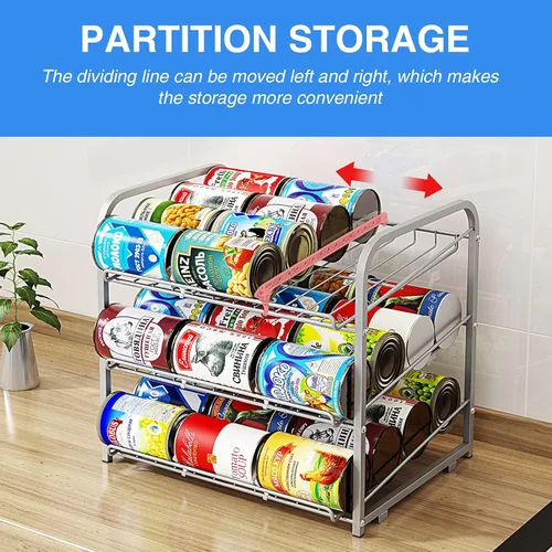 Miniatura 6 de Organizador de latas, dispensador de almacenamiento de latas apilable de 3 niveles, para almacenamiento de alimentos, armarios de cocina o despensa