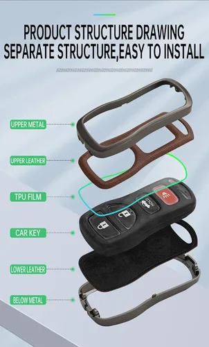Miniatura 7 de Funda para llavero Nissan Tiida Sentra X-trail T30 Altima Frontier Armada Maxima para Infiniti QX56 JA60 Accesorios