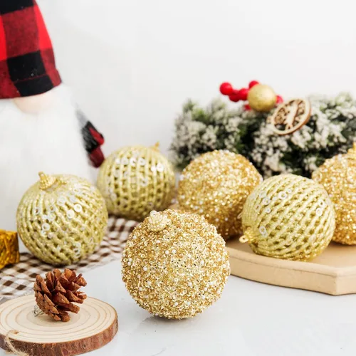 Miniatura 8 de Adornos de bola de Navidad de 3.15 pulgadas, con purpurina inastillable, adornos para árbol de Navidad, bolas colgantes de Navidad, decoraciones