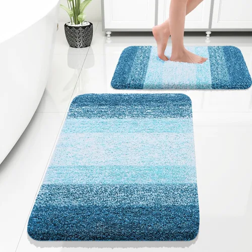 Miniatura 83 de OLANLY Juego de 2 alfombras de baño de microfibra suave y absorbente, antideslizantes, se pueden lavar y secar a máquina, alfombras de baño peludas