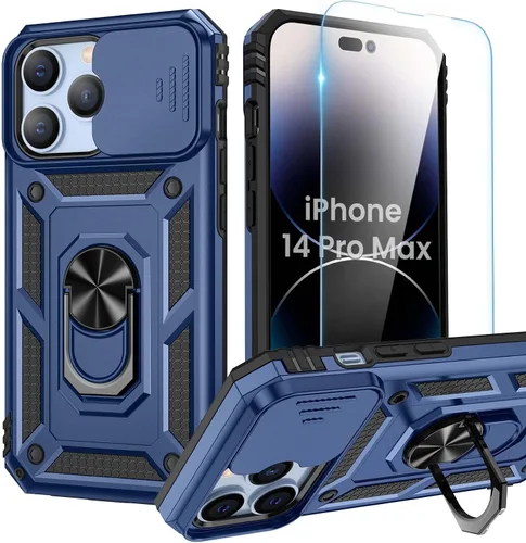 Miniatura 12 de Goton Funda para iPhone 14 Plus con Protector de Pantalla - Funda con Cubierta Deslizante para Cámara con Soporte de Anillo, Resistente de Grado