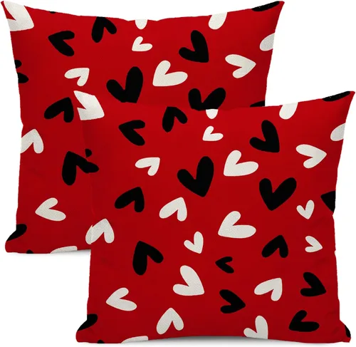 Miniatura 8 de Juego de 2 fundas de almohada para el día de San Valentín de 16 x 16 pulgadas, fundas de almohada rosas con corazón de amor, San Valentín, boda, día